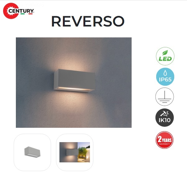 Applique LED Reverso Grigio E27 IP65